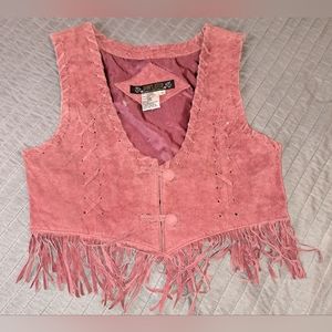 NWOT Fringed Leather Vest